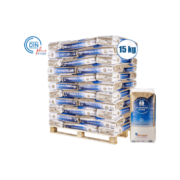 Pellet Butagaz DIN+ 100% résineux – palette de 66 sacs de 15KG